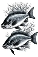 realistic reef scene with snapper and grouper tattoo design idea