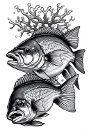realistic reef scene with snapper and grouper tattoo design idea
