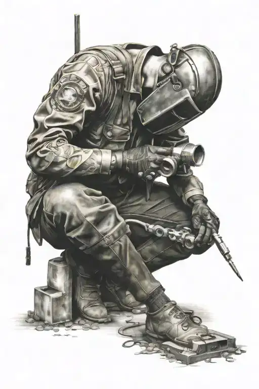 welder welding tattoo design idea