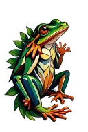 Ayahuasca vine entwined, kambo frog tattoo design idea