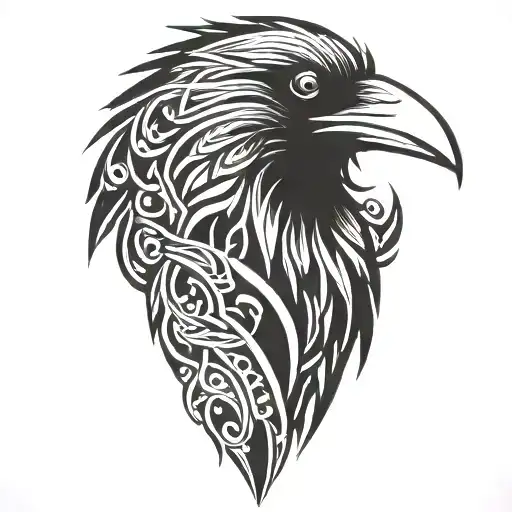 a raven's head tattoo design idea
