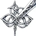 celtic love knot dagger tattoo design idea