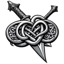 celtic love knot dagger tattoo design idea