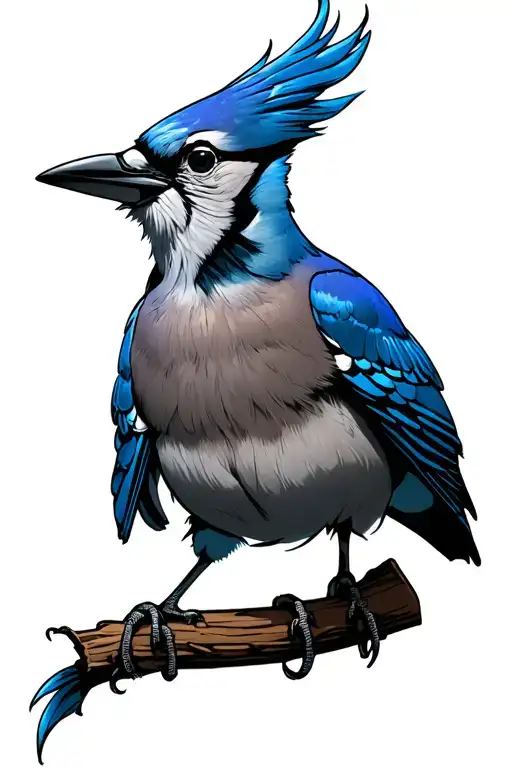 bluejay with mjg in the center of its chest tattoo design idea