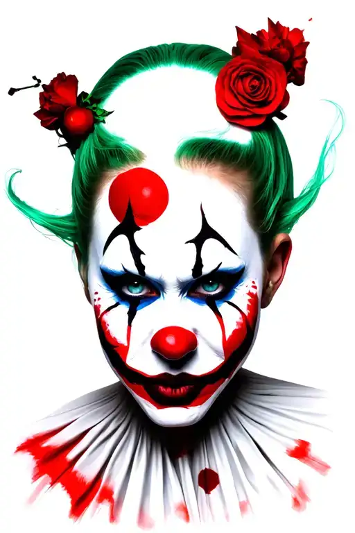 clown woman makeup with white eyes scary and sexy tattoo tattoo design idea
