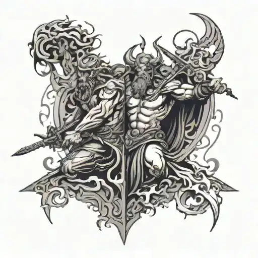 zues vs hades tattoo design idea