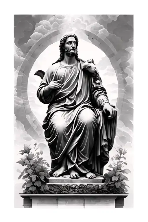 The statue "The Good Shepherd" tattoo design idea