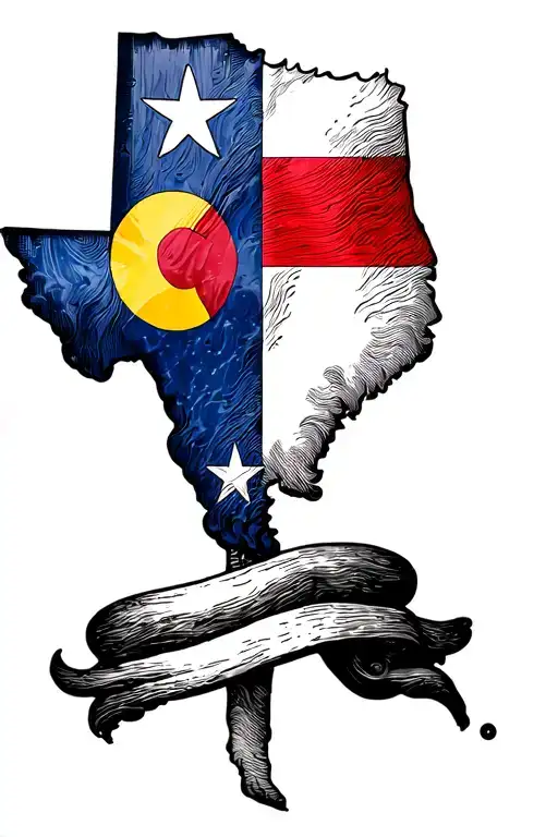 Noah's ark, Colorado and Texas flag tattoo design idea