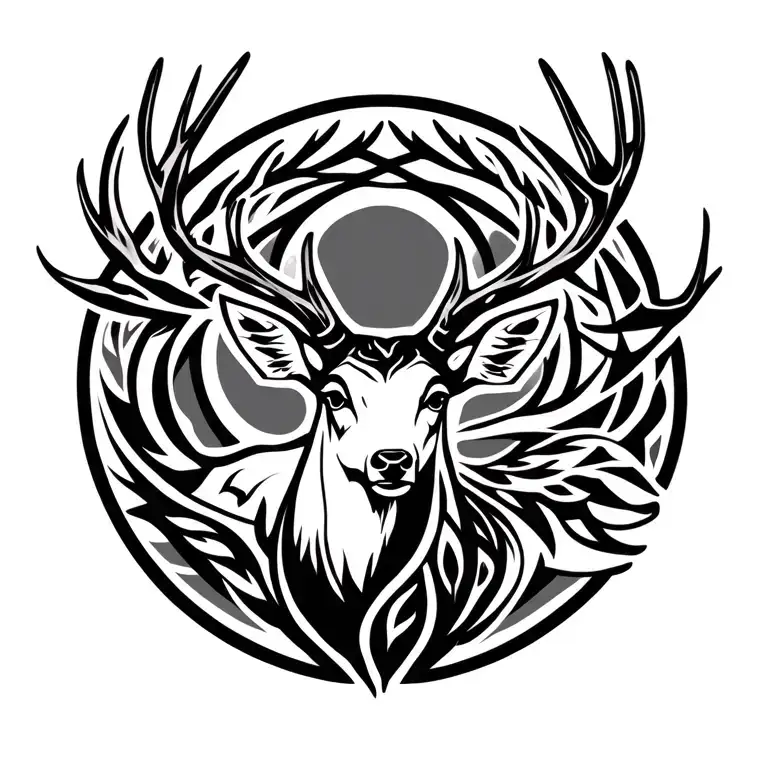 deer fantasy tribal design inspired tattoo design idea