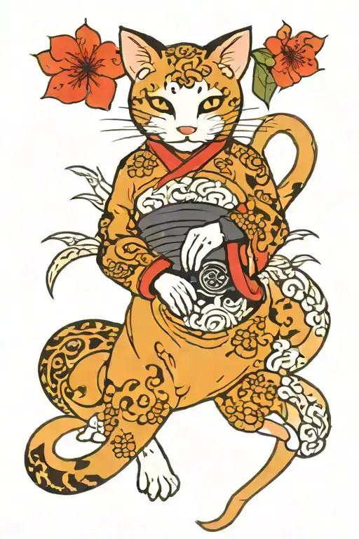 Mew using traditional style tattoo design idea