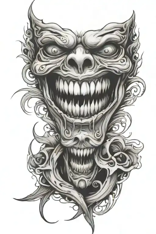 just mask teeth tattoo design idea