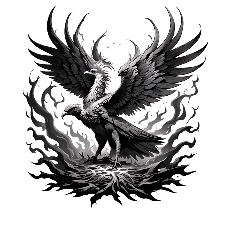 phoenix rising from the ashes tattoo design idea