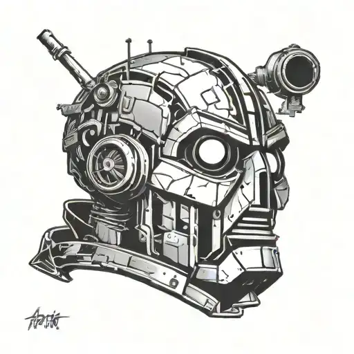 iron giant head tattoo design idea