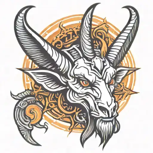 baphomet head tattoo design idea
