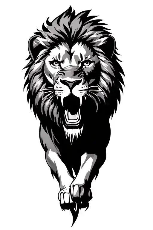 lion roaring tattoo design idea