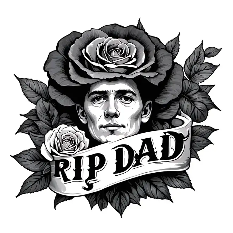 RIP DAD memories tattoo design idea