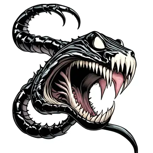 venom with long tongue tattoo design idea