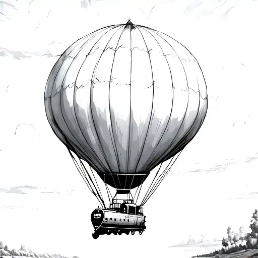hot air balloon by train tattoo design idea