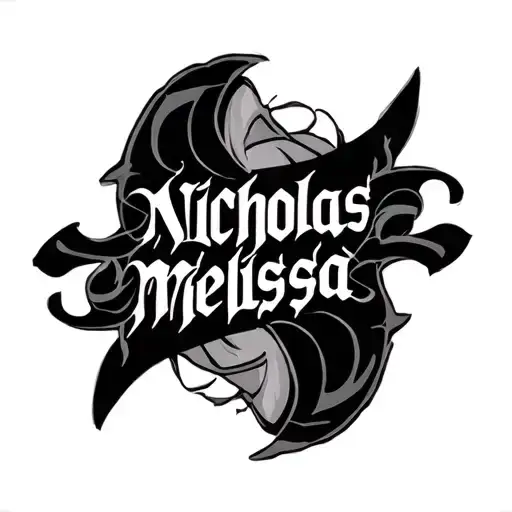 "Nicholas Melissa" ambigram tattoo tattoo design idea