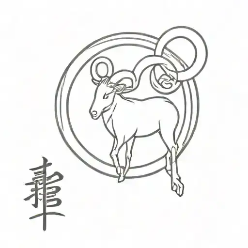 Japanese sign for aries zodiac sign tattoo design idea