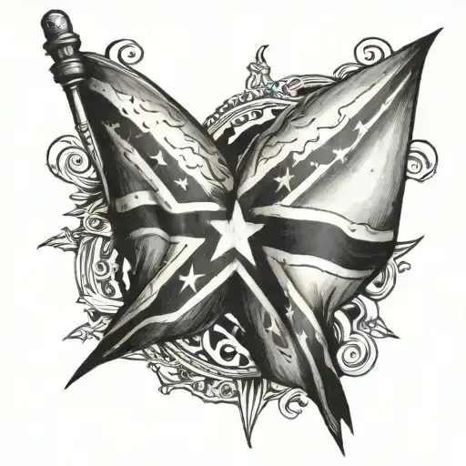 across with a rebel flag mixed tattoo design idea