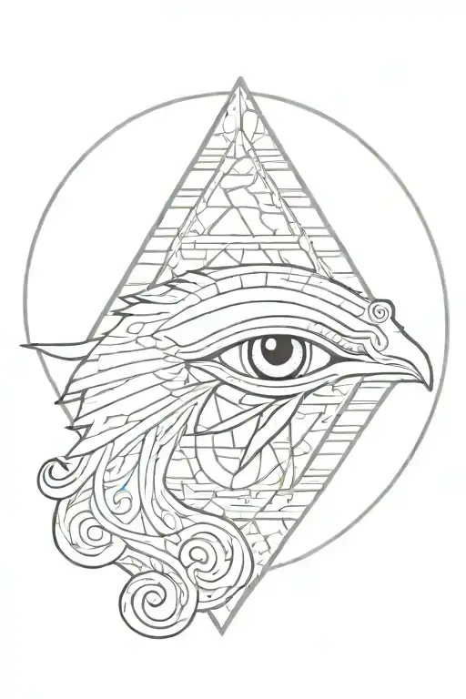 Eye of Horus and Sphinx tattoo design idea