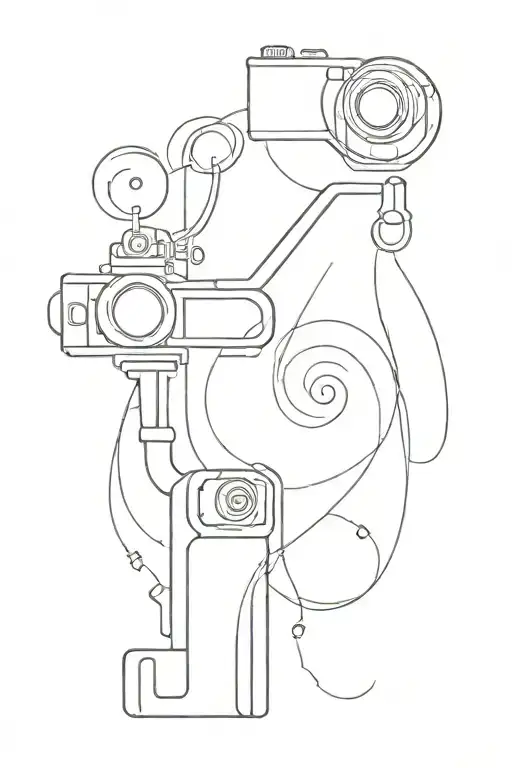 trombone and camera tattoo design idea