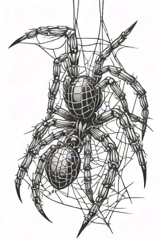 spider hanging form a web tattoo design idea