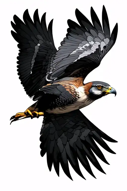 peregrine falcon diving tattoo design idea
