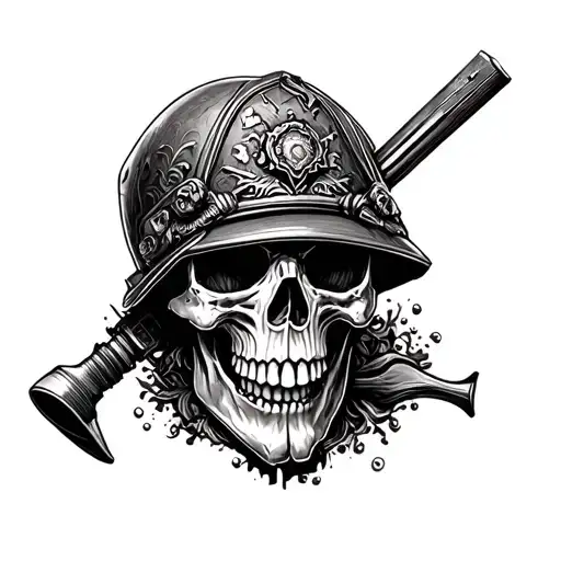 sapper skull without us tattoo design idea