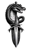 alligator samurai sword tattoo design idea