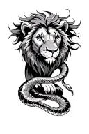 a lion with a snake tattoo design idea