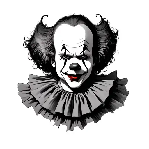 pennywise clown face american traditional tattoo design idea