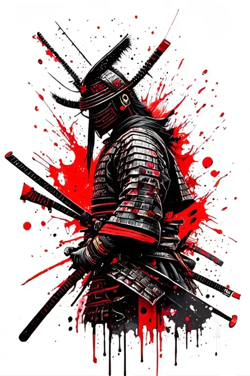 samurai cyberpank tattoo design idea