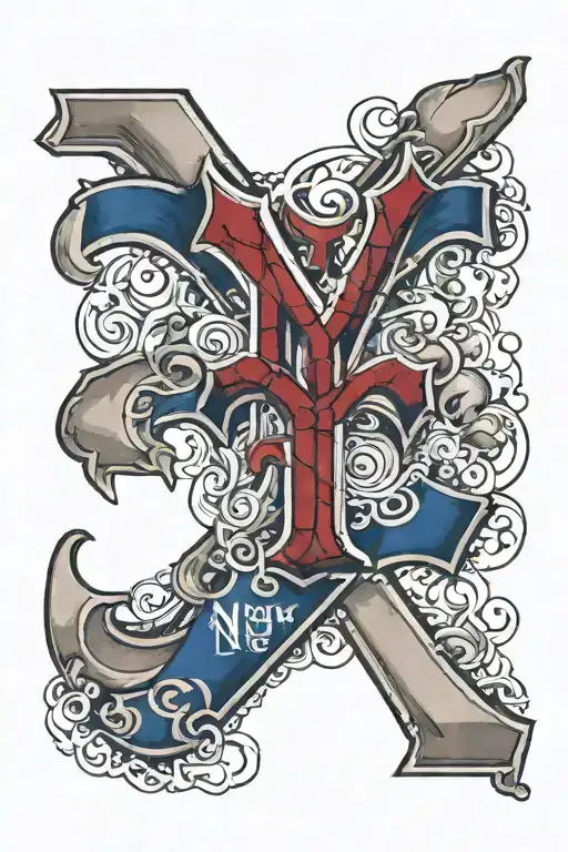 blend ny rangers and ny yankees logos into the letters and numbers of May 23, 2022 tattoo design idea