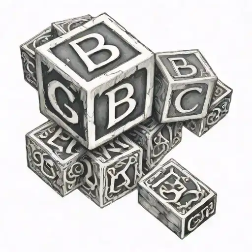 abc blocks that spell out emma tattoo design idea