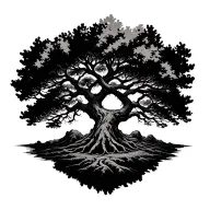 symmetrical abstract brush strokes sketching a tree tattoo design idea