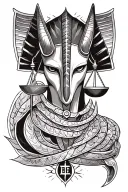 anubis tattoo with libra scales and sign incorporated tattoo design idea