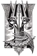 anubis tattoo with libra scales and sign incorporated tattoo design idea