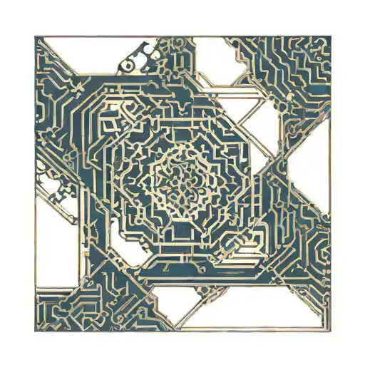 "Create a tattoo stencil design that integrates intricate computer circuit patterns. tattoo design idea