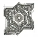 "Create a tattoo stencil design that integrates intricate computer circuit patterns. tattoo design idea