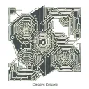 "Create a tattoo stencil design that integrates intricate computer circuit patterns. tattoo design idea