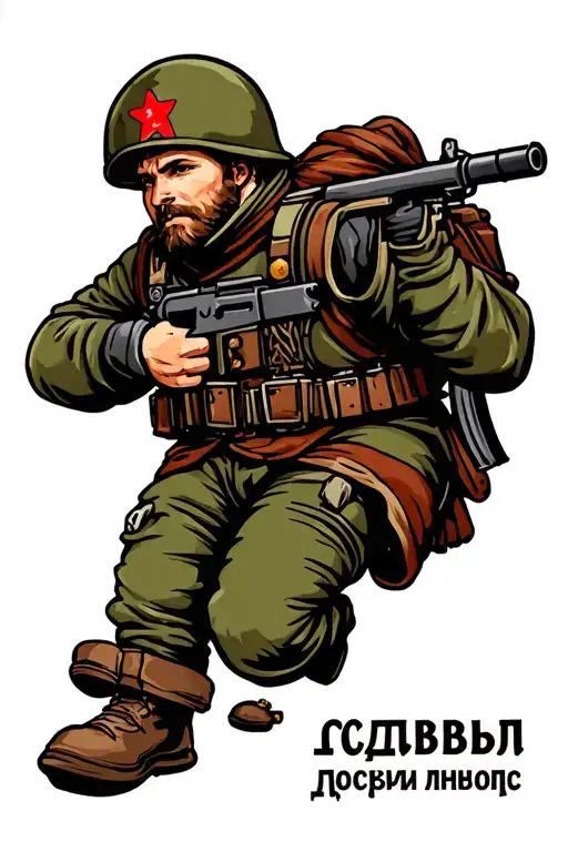 Russian soldier tattoo design idea