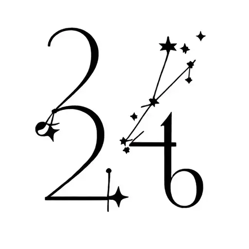 224 number tattoo americana font with capricorn star constellation tattoo design idea