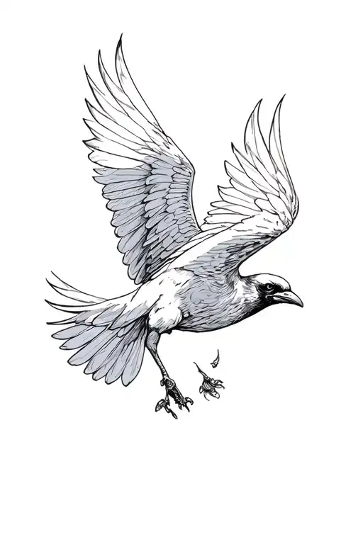 dove falling with raven flying away tattoo design idea