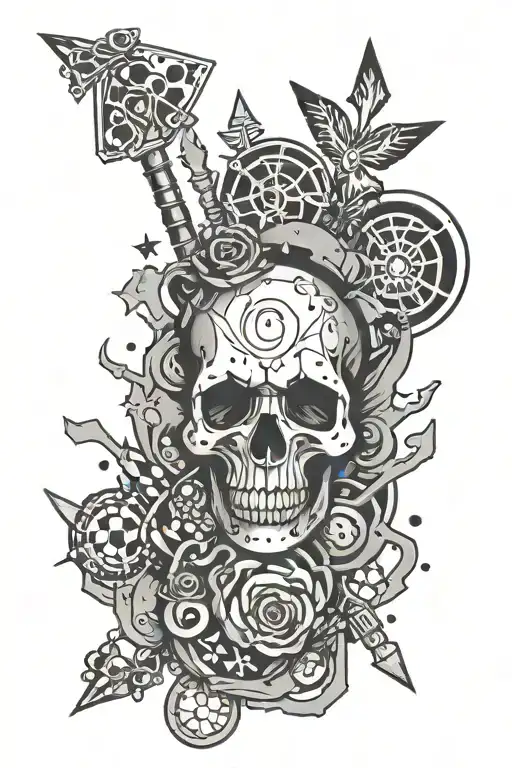 polka trash + cyber sigilism tattoo design idea