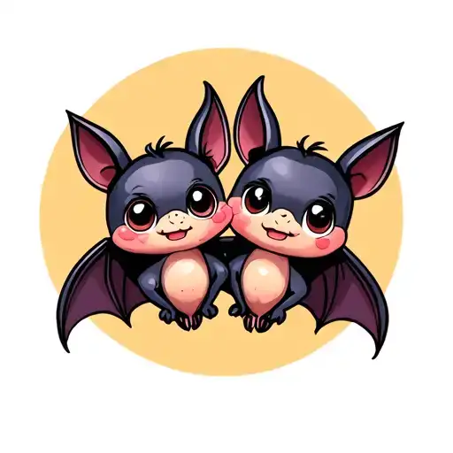 two cute bats tattoo design idea