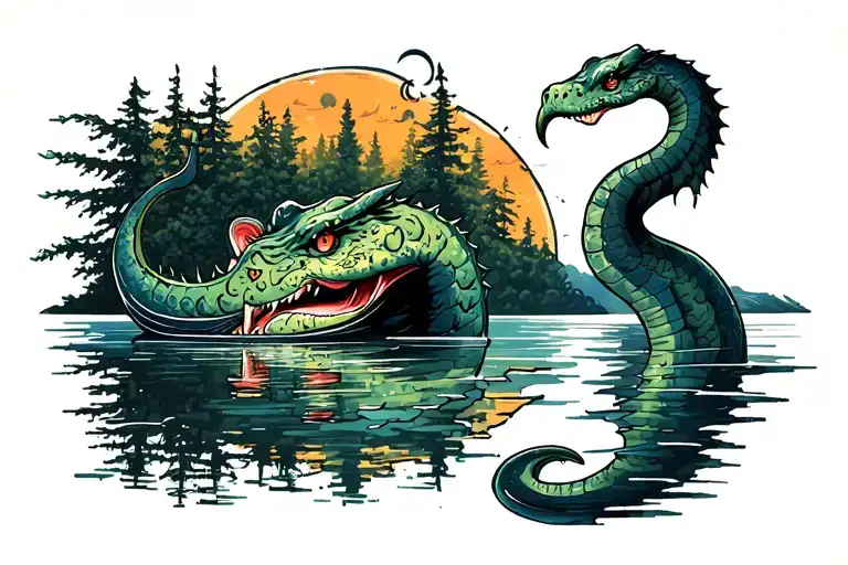 loch ness monster tattoo design idea