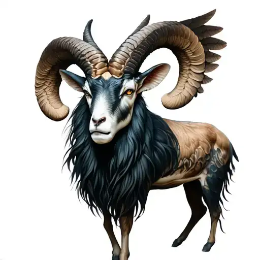capricorn ram half angel half demon tattoo design idea