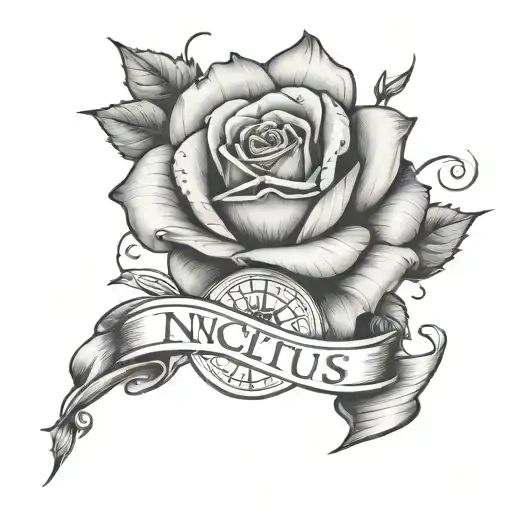 simple elegant compas rose with invictus text tattoo design idea